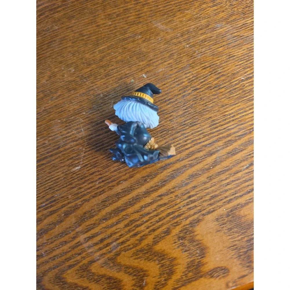 Vintage Russ Berrie Witch on Broom Miniature Mini Halloween Figure 1980's